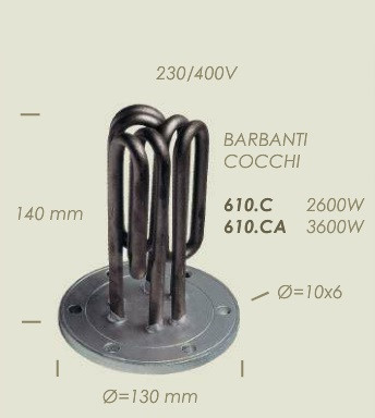 Тен до парогенератора BARBANTI COCCHI 610.C 2600W 230/400V
