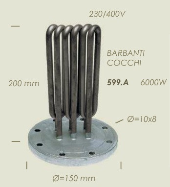 Тен до парогенератора BARBANTI COCCHI 599.A 6000W 230/400V