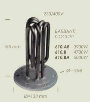 Тен до парогенератора BARBANTI COCCHI 610.BA 6000W 230/400V
