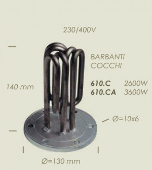 Тен до парогенератора BARBANTI COCCHI 610.CA 3600W 230/400V